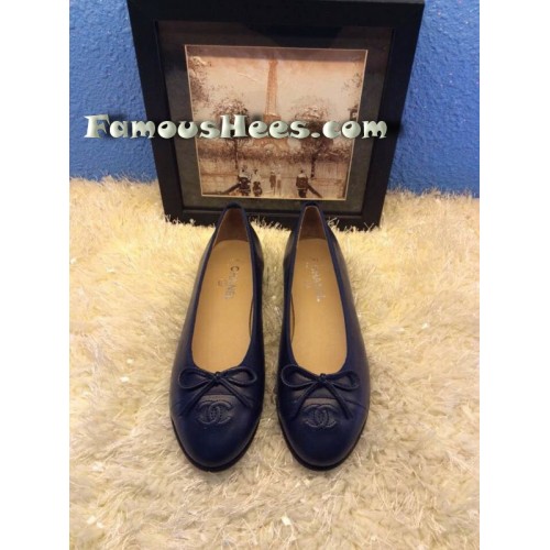 Classic flat dark blue leather